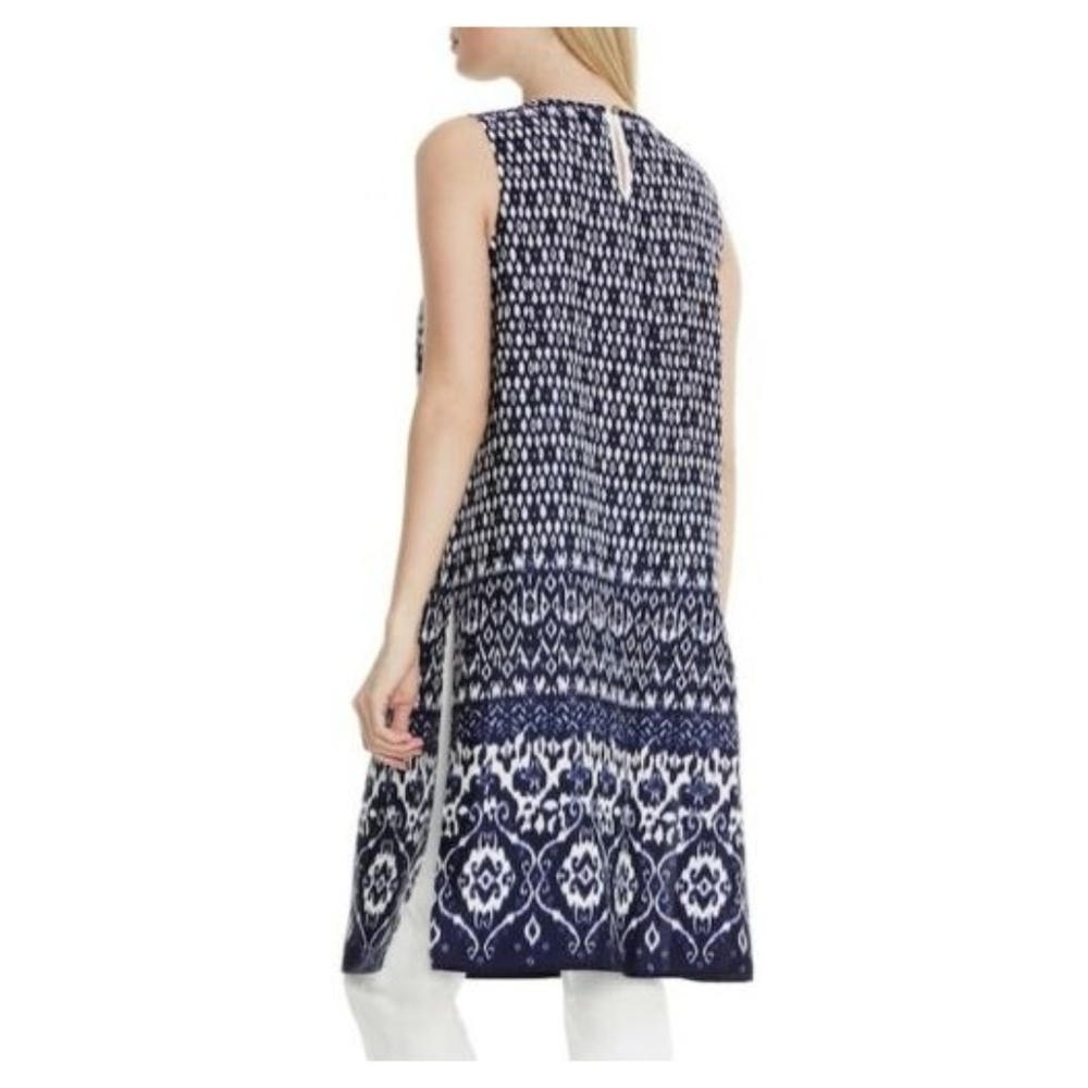 NWT Vince Camuto Diamond Lantern Print Tunic, Blue - Picture 2 of 5